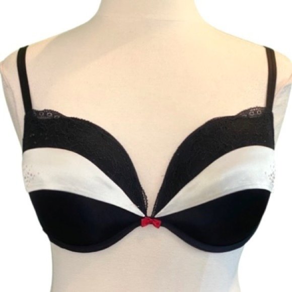 La Senza Lingerie Underwire Padded Push Up Sexy Tuxedo Look Bra Size 36D - Picture 2 of 6